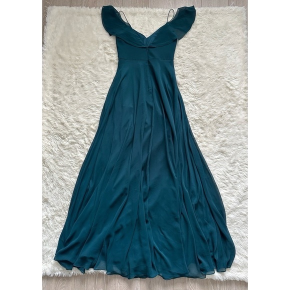Jenny Yoo Collection Dress Mila Luxe Chiffon Maxi Caspian Sea Teal 0 - Picture 5 of 12